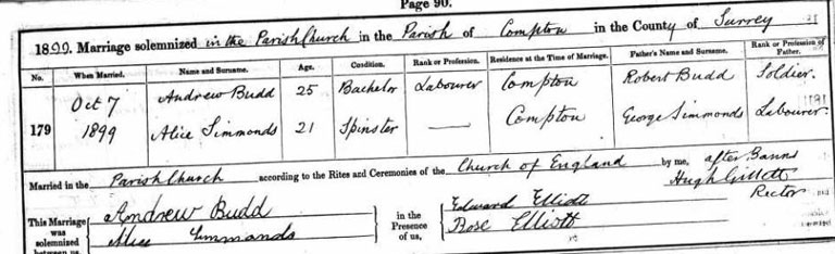 The wedding details of Andrew Budd and Alice Simmonds