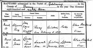 Charles Simmonds 1883 baptism