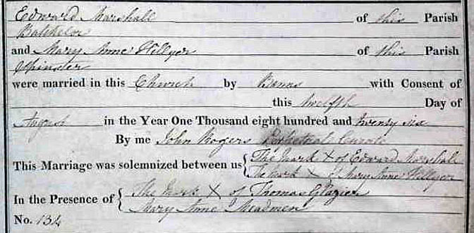 Edward and mary Ann's wedding entry