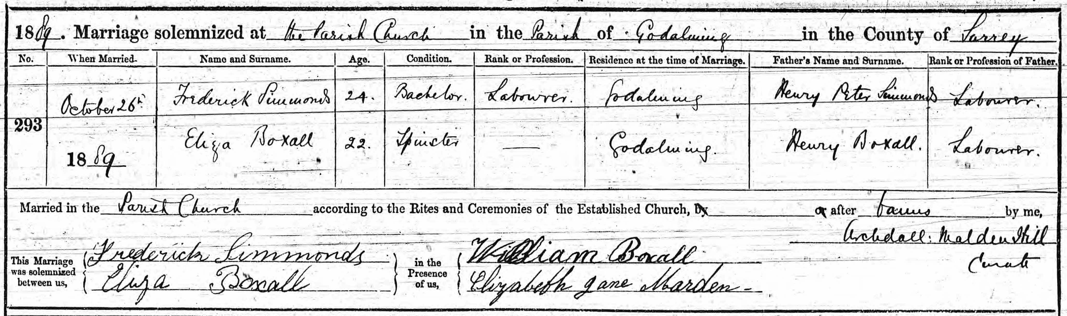 Fredericks weddding details