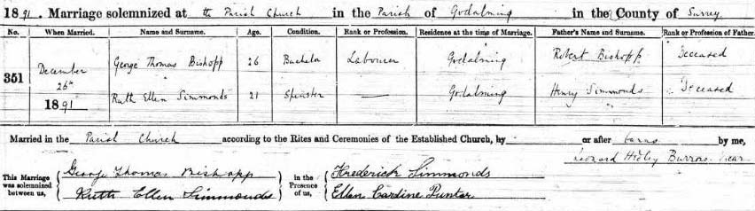 George and Ruth marriage details