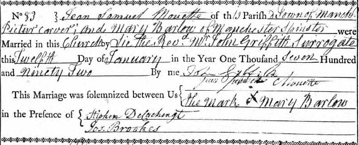 The marrige entry of Jean and Mary