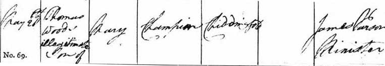 Thomas's baptism entry